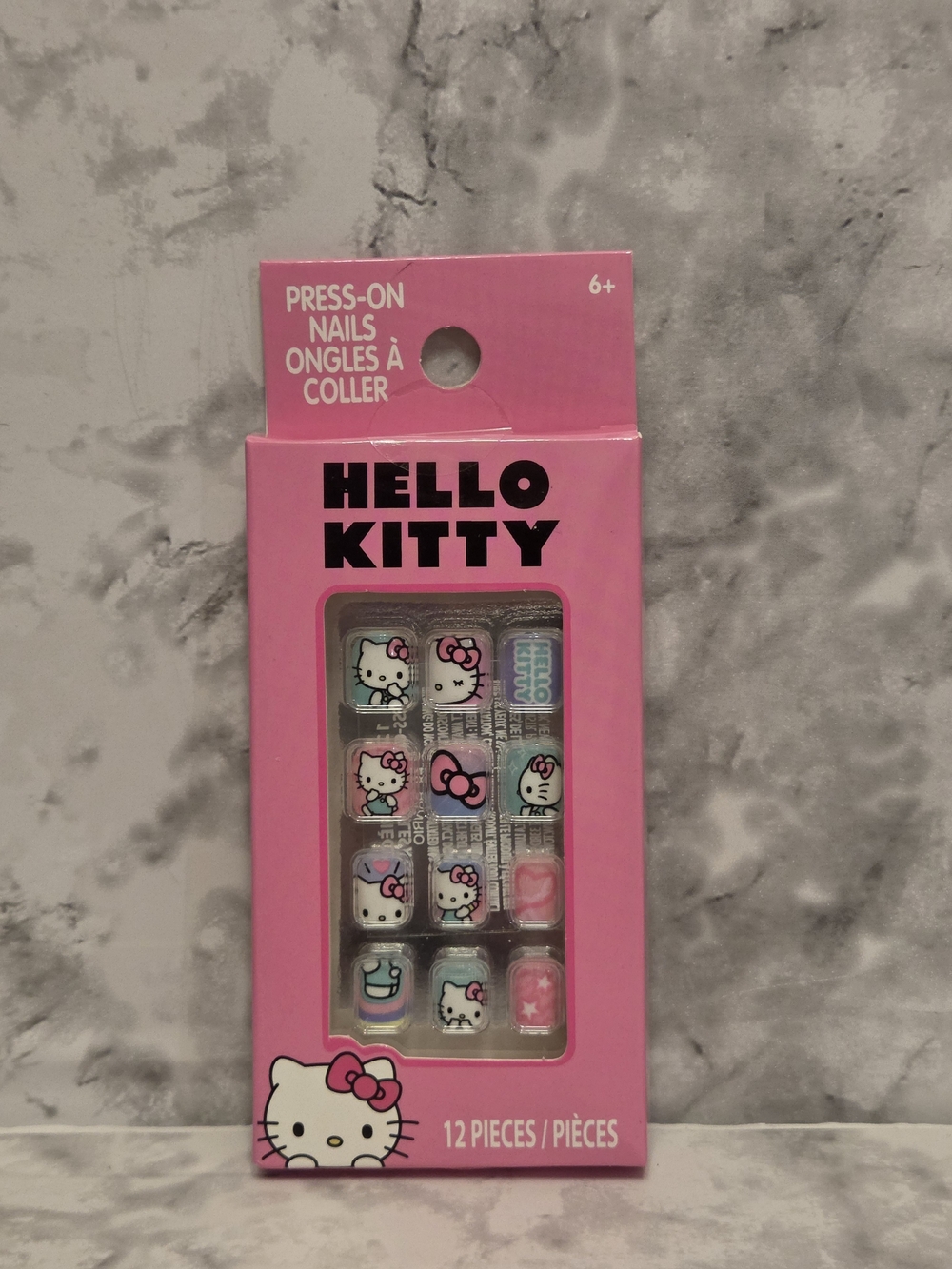 Hello Kitty Pink and White Press-On Nail Set with Character Accents
